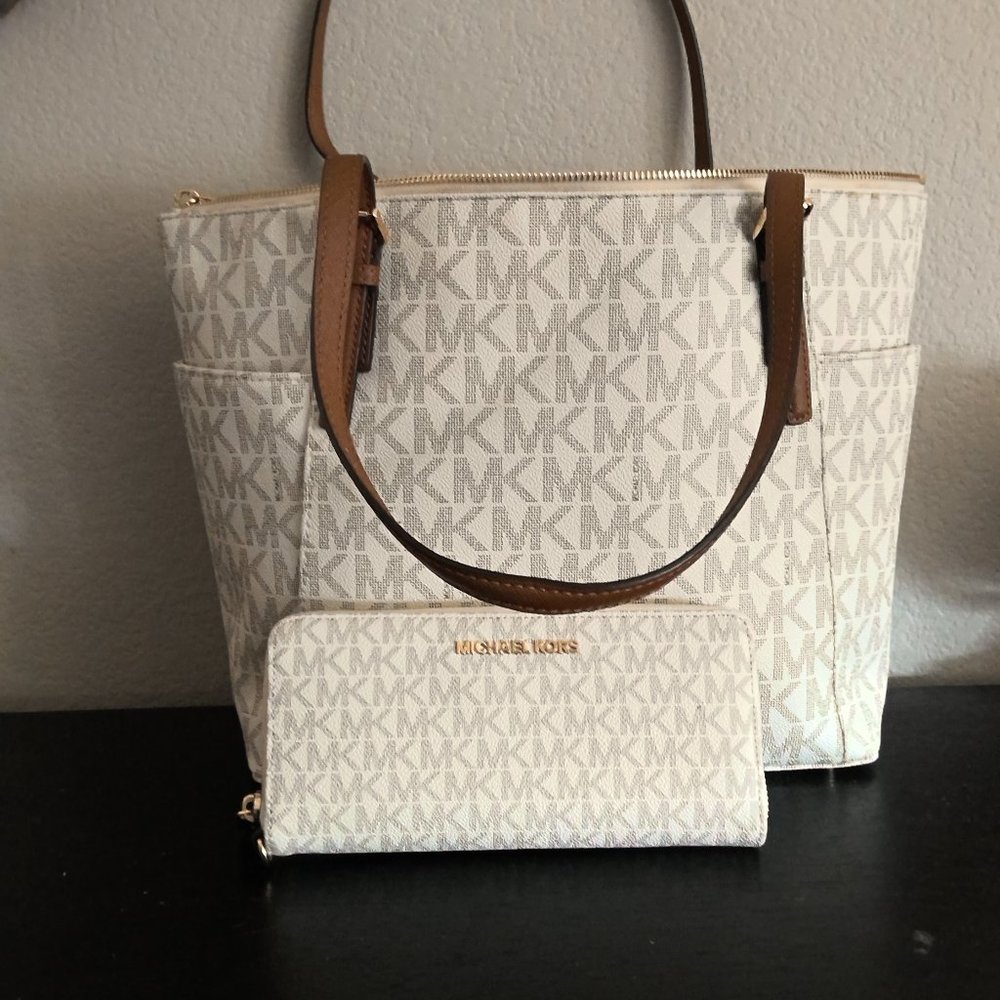 MK Jet Set East/West Coated Canvas Top-Zip Tote